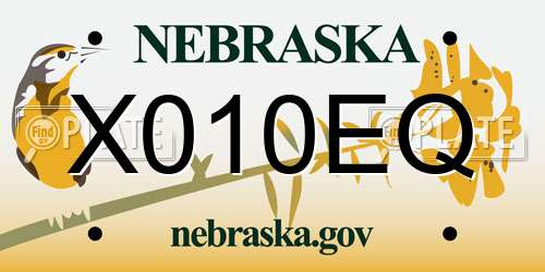 X010EQ Nebraska License Plate