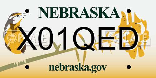 X01QED Nebraska License Plate