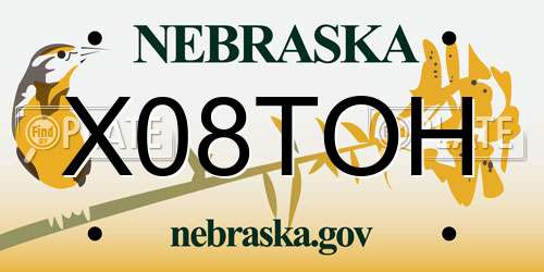 X08TOH Nebraska License Plate