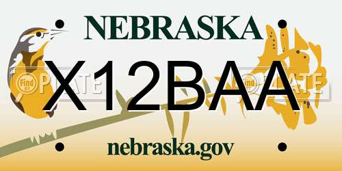 X12BAA Nebraska License Plate