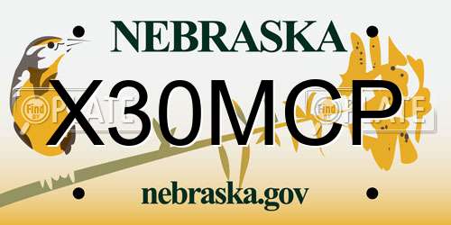 X30MCP Nebraska License Plate