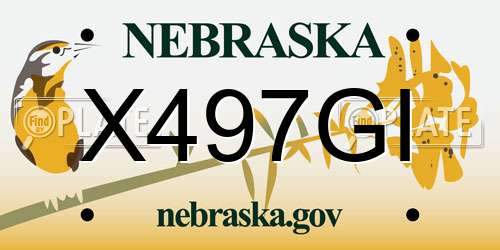 X497GI Nebraska License Plate