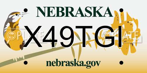 X49TGI Nebraska License Plate