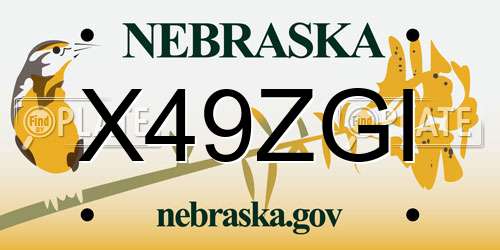 X49ZGI Nebraska License Plate
