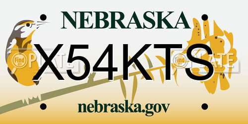 X54KTS Nebraska License Plate