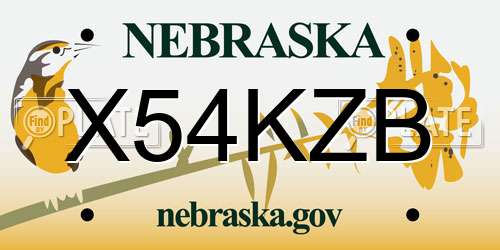 X54KZB Nebraska License Plate