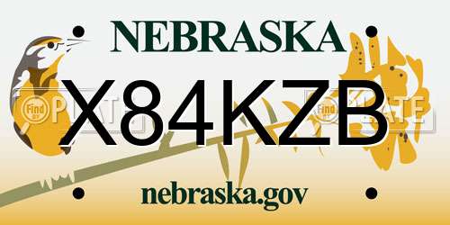 X84KZB Nebraska License Plate