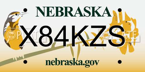 X84KZS Nebraska License Plate