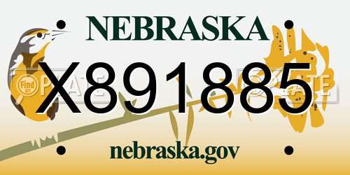 X891885 Nebraska License Plate