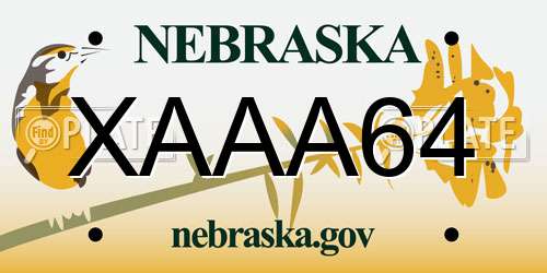 XAAA64 Nebraska License Plate