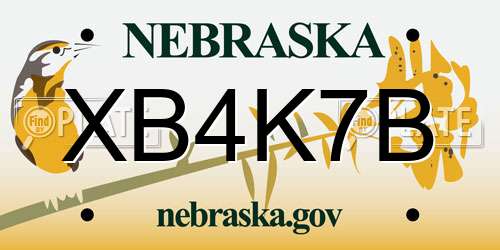 XB4K7B Nebraska License Plate