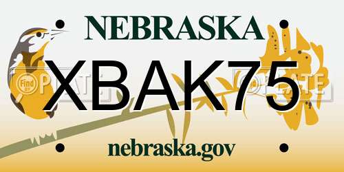 XBAK75 Nebraska License Plate