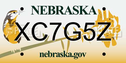 XC7G5Z Nebraska License Plate