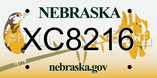 XC8216 Nebraska License Plate