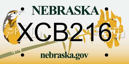 XCB216 Nebraska License Plate