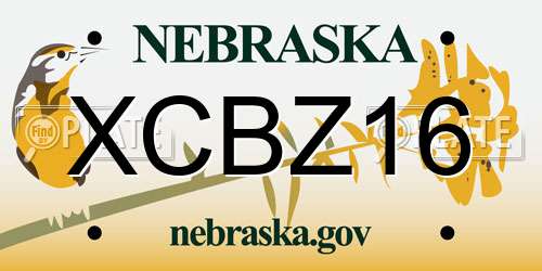 XCBZ16 Nebraska License Plate