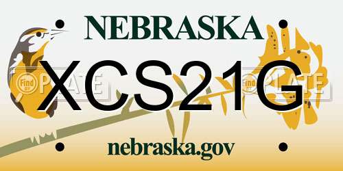 XCS21G Nebraska License Plate