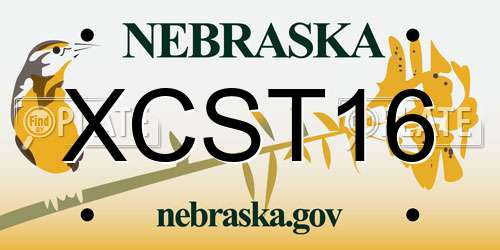 XCST16 Nebraska License Plate