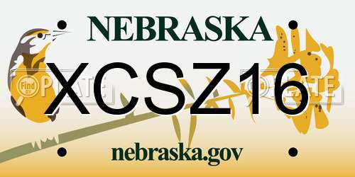 XCSZ16 Nebraska License Plate