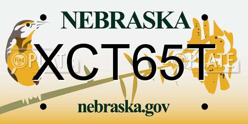 XCT65T Nebraska License Plate