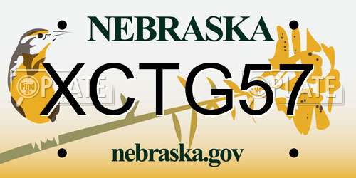 XCTG57 Nebraska License Plate