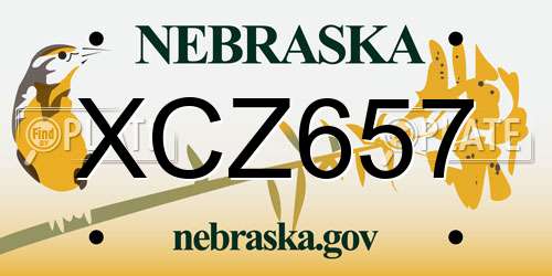 XCZ657 Nebraska License Plate