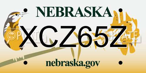 XCZ65Z Nebraska License Plate