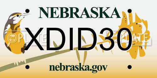 XDID30 Nebraska License Plate