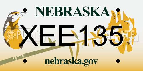 XEE135 Nebraska License Plate