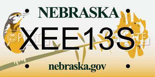 XEE13S Nebraska License Plate