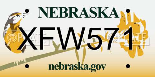 XFW571 Nebraska License Plate
