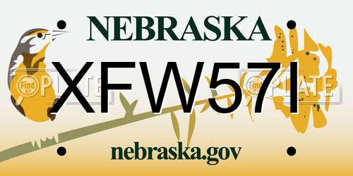 XFW57I Nebraska License Plate