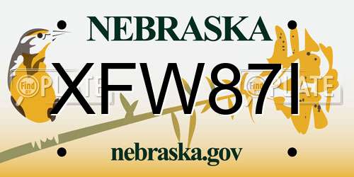 XFW87I Nebraska License Plate
