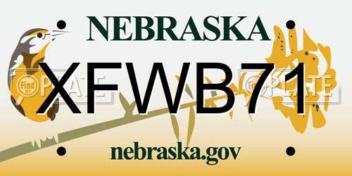 XFWB71 Nebraska License Plate