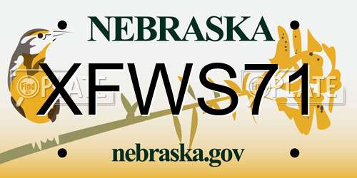 XFWS71 Nebraska License Plate