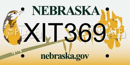 XIT369 Nebraska License Plate