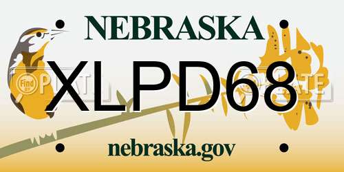 XLPD68 Nebraska License Plate