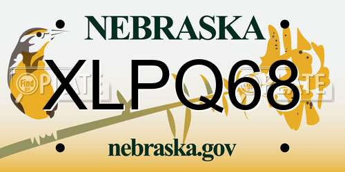 XLPQ68 Nebraska License Plate