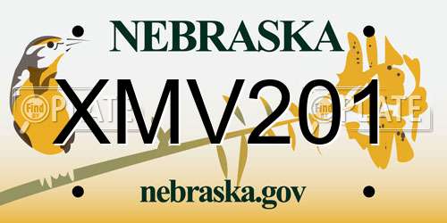 XMV201 Nebraska License Plate