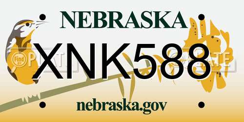 XNK588 Nebraska License Plate
