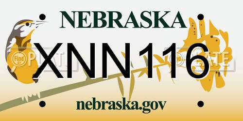 XNN116 Nebraska License Plate