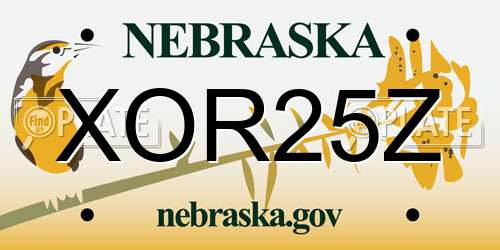XOR25Z Nebraska License Plate