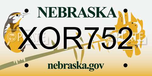 XOR752 Nebraska License Plate