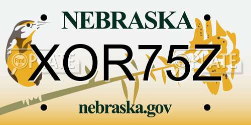 XOR75Z Nebraska License Plate