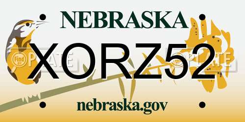 XORZ52 Nebraska License Plate