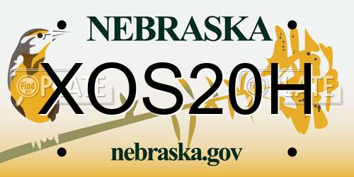 XOS20H Nebraska License Plate