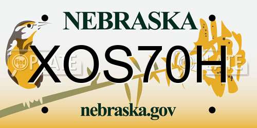 XOS70H Nebraska License Plate