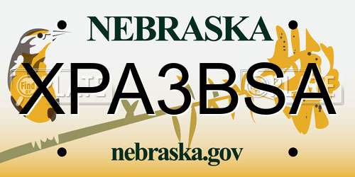 XPA3BSA Nebraska License Plate