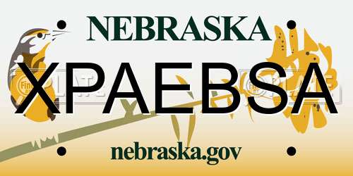 XPAEBSA Nebraska License Plate