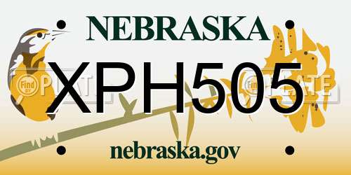 XPH505 Nebraska License Plate
